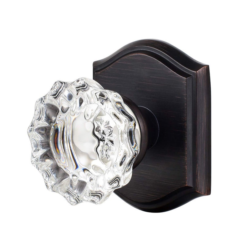 CLCTK Passage Glass Door Knobs Interior, Antique Crystal Door Knobs for Hall Closet, Oil Rubbed Bronze Door Knob - Image 1
